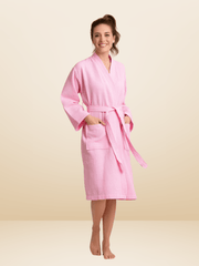 Pink Bathrobe waffle design 100% cotton | women