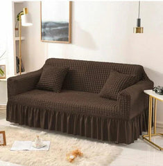 Frill Style Bubble Stuff Sofa Cover (Brown Color)
