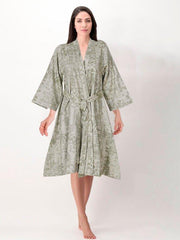 Green Pleated Cotton Bathrobe Set | Unisex | Soft & Stylish
