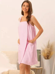 Women’s Plush Spa Shower Wrap | Pink | Soft & Quick-Drying