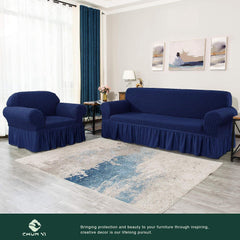 Frill Style Bubble Stuff Sofa Cover (Blue Color)