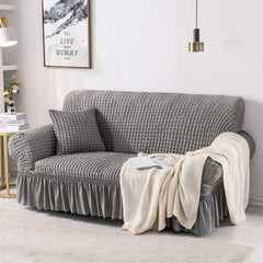 Frill Style Bubble Stuff Sofa Cover (Dark Grey Color)