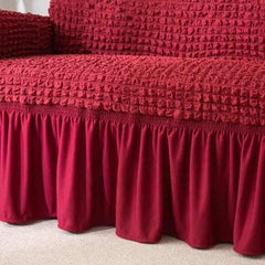 Frill Style Bubble Stuff Sofa Cover (Maroon Color)