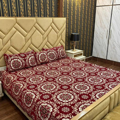 Luxurious Velvet Jacquard 4-Piece Bedding Set - King Size Bed Sheet, Pillow Covers, and Cushion Cover