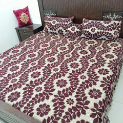 Luxurious Velvet Jacquard 4-Piece Bedding Set - King Size Bed Sheet, Pillow Covers, and Cushion Cover