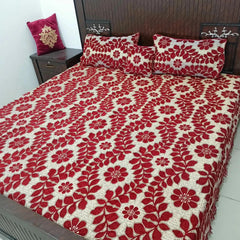 Luxurious Velvet Jacquard 4-Piece Bedding Set - King Size Bed Sheet, Pillow Covers, and Cushion Cover
