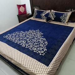 Premium Fomi Four Border Jacquard Bed Sheet Set – 4 Pcs: 1 Fomi Bed Sheet, 2 Pillow Covers, 1 Cushion Cover