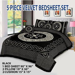 Premium Fomi Four Border Jacquard Bed Sheet Set – 4 Pcs: 1 Fomi Bed Sheet, 2 Pillow Covers, 1 Cushion Cover