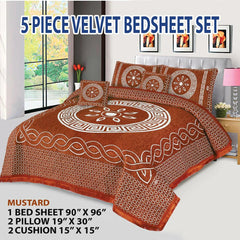 Premium Fomi Four Border Jacquard Bed Sheet Set – 4 Pcs: 1 Fomi Bed Sheet, 2 Pillow Covers, 1 Cushion Cover