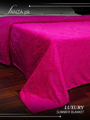 Shocking  pink Luxury Embossed Summer AC Flees Blanket