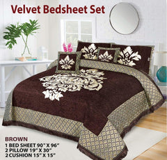 Velvet Jacquard Bed Sheet 5 Pcs set King Size