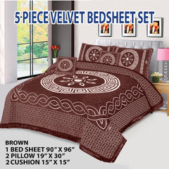 Velvet Jacquard Bed Sheet 5 Pcs set King Size