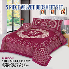 Velvet Jacquard Bed Sheet 5 Pcs set King Size