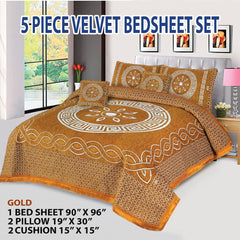 Velvet Jacquard Bed Sheet 5 Pcs set King Size