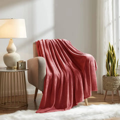Red AC Dyed Funnel Blanket in Coral Fleece