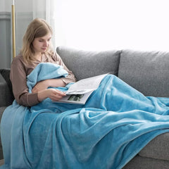 Ice Blue AC Dyed Funnel Blanket in Coral Fleece