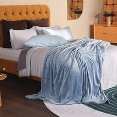 Light Blue AC Dyed Funnel Blanket in Coral Fleece