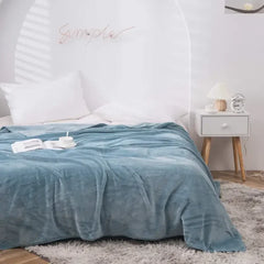 Light Blue AC Dyed Funnel Blanket in Coral Fleece