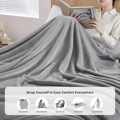 Light Grey AC Dyed Funnel Blanket in Coral Fleece