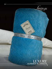 Sky blue Luxury AC Emboss Fleece Blanket