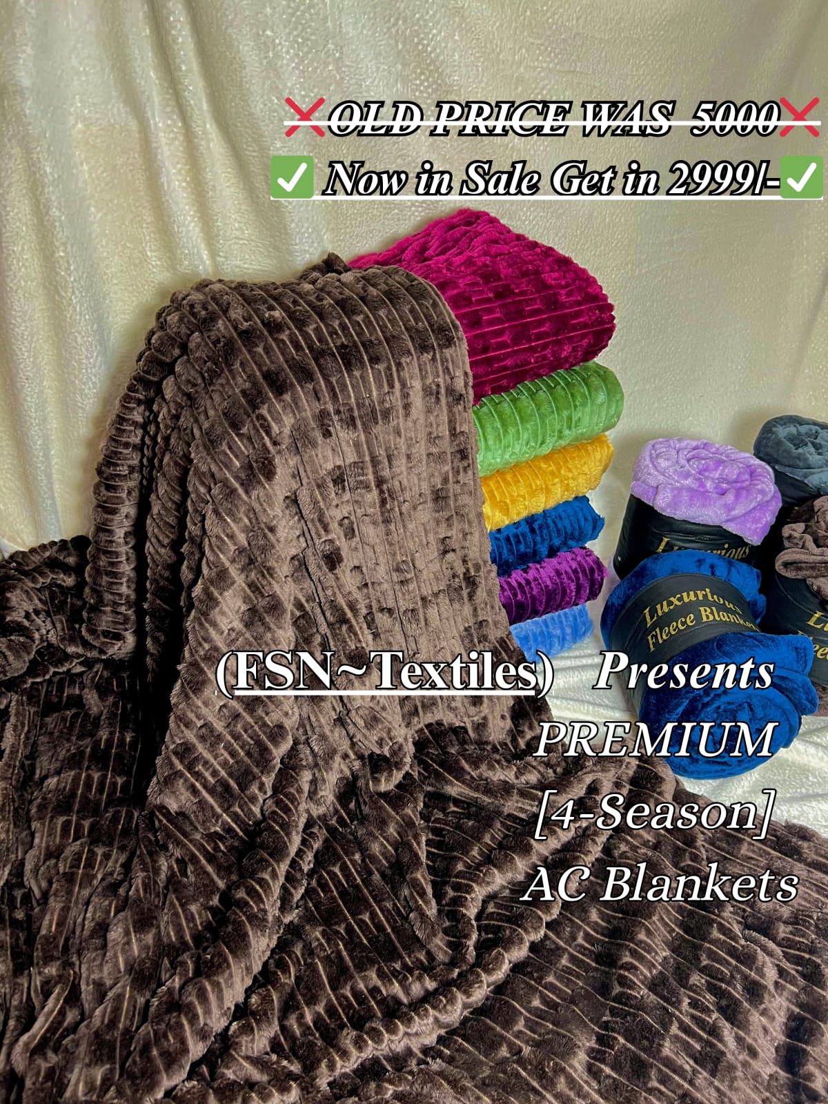 Luxurious Grey Embossed Blanket | Coral AC Fleece | 4 Season