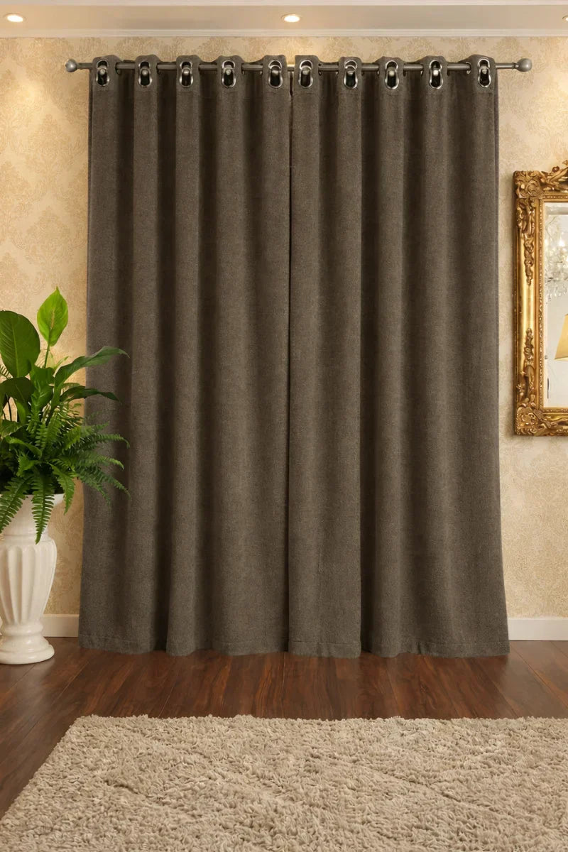 Soft Terry Fabric Curtain Set – Plush & Cozy Home Décor