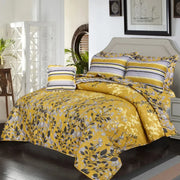 Yellow Quilted Ash-1023 Cotton Comforter Set – 7 Pieces