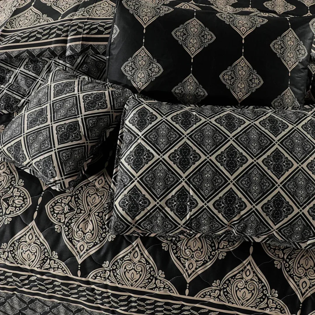 Black Palermo Cotton Comforter Set – 7 Pieces