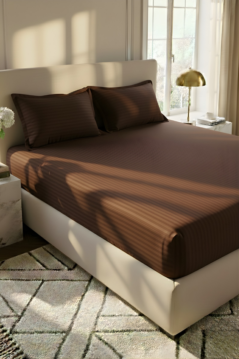 Luxury Stripe Fitted Bedsheet - King Size