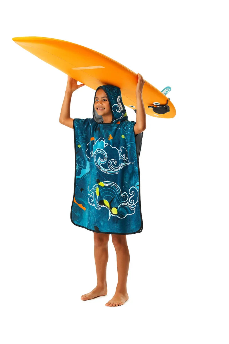 Kids Blue Hoodie Towel | Printed Poncho Bath Towel 3 to 7 year