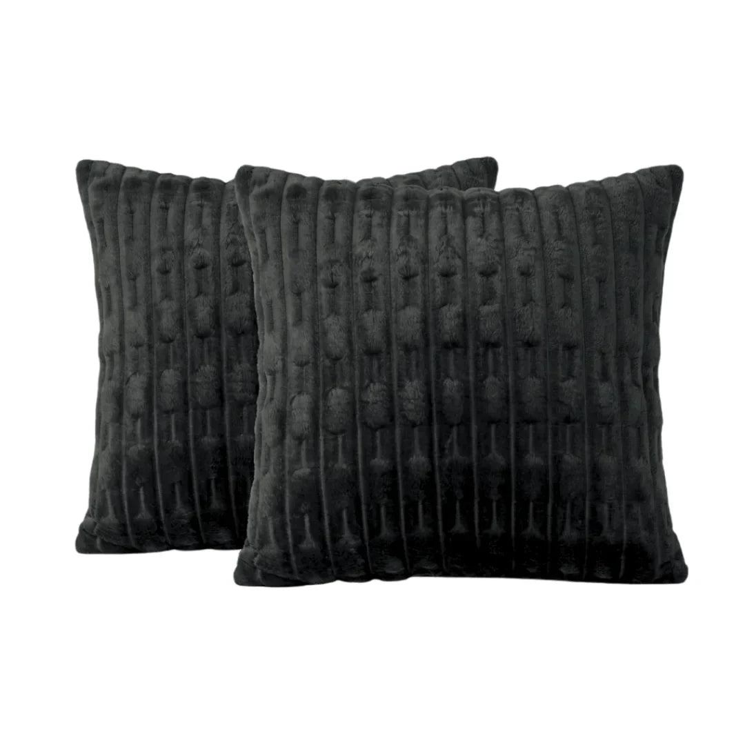 Embossed Fleece Cushion – Rich Texture & Hidden Zip (Pack of 2)