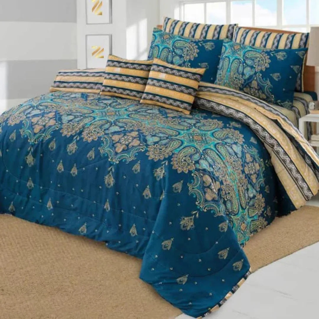 Floral Cotton Comforter Set – 7 Pieces