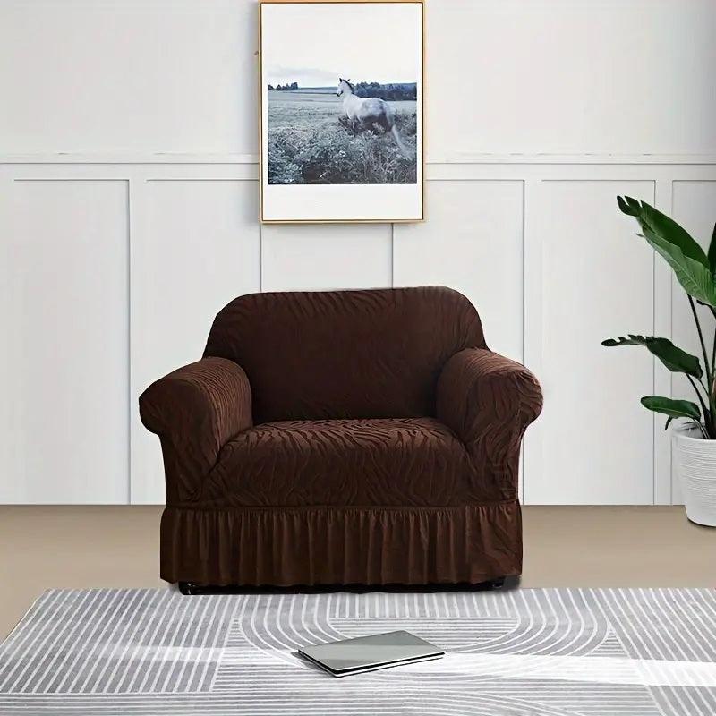 Zebra Stripe Gersey Sofa Covers Brown Color