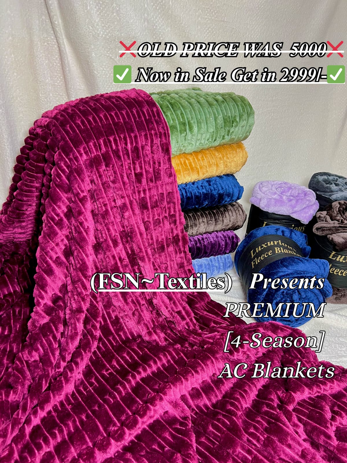Luxurious Grey Embossed Blanket | Coral AC Fleece | 4 Season