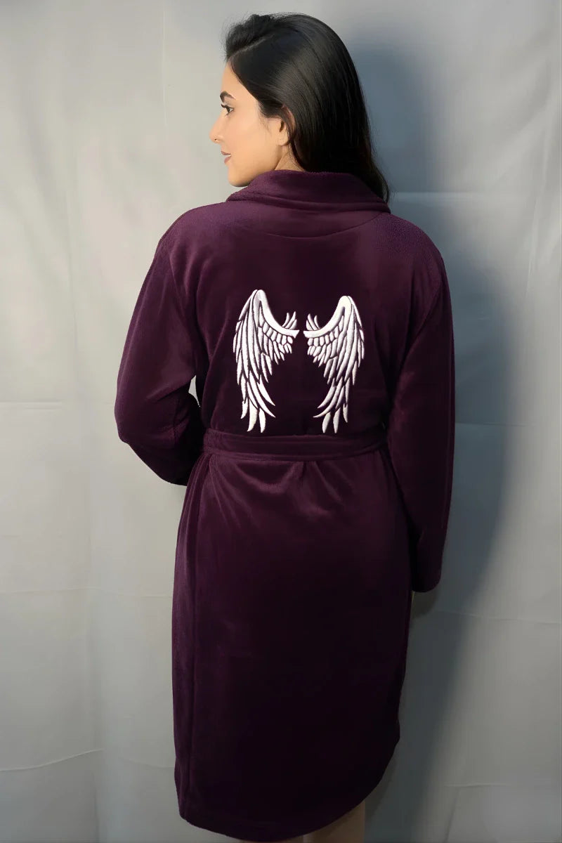 PURPLE ANGLE Embroidered | Fleece Bathrobe | women