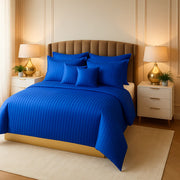 Blue Satin Stripe Comforter Set – 8 Pieces