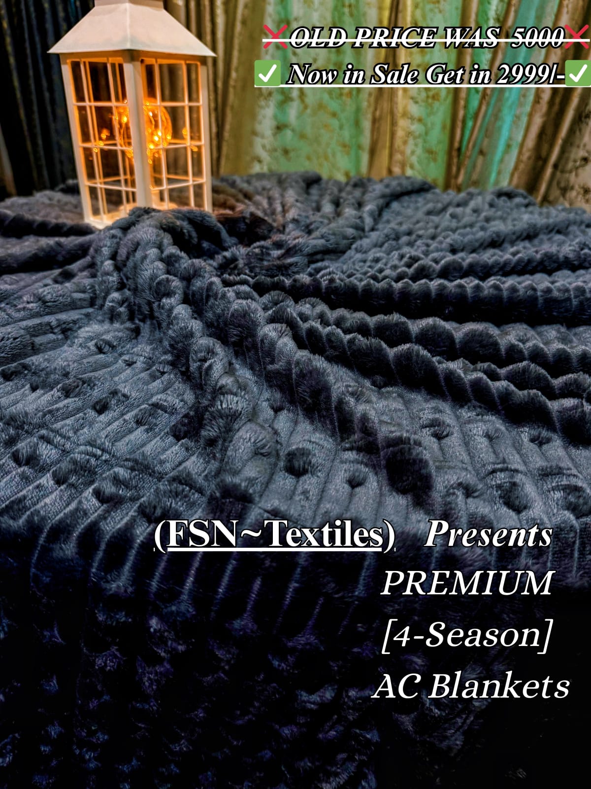 Luxurious Grey Embossed Blanket | Coral AC Fleece | 4 Season