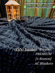 Luxurious Grey Embossed Blanket | Coral AC Fleece | 4 Season