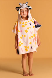 Kids Pink Hoodie Towel | Printed Poncho Bath Towel | 1 to 7 year