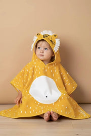 Lion Kids Yellow Hoodie Towel | Printed Poncho Bath Towel