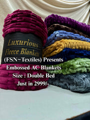 Luxurious Maroon Embossed Blanket | Coral AC Fleece