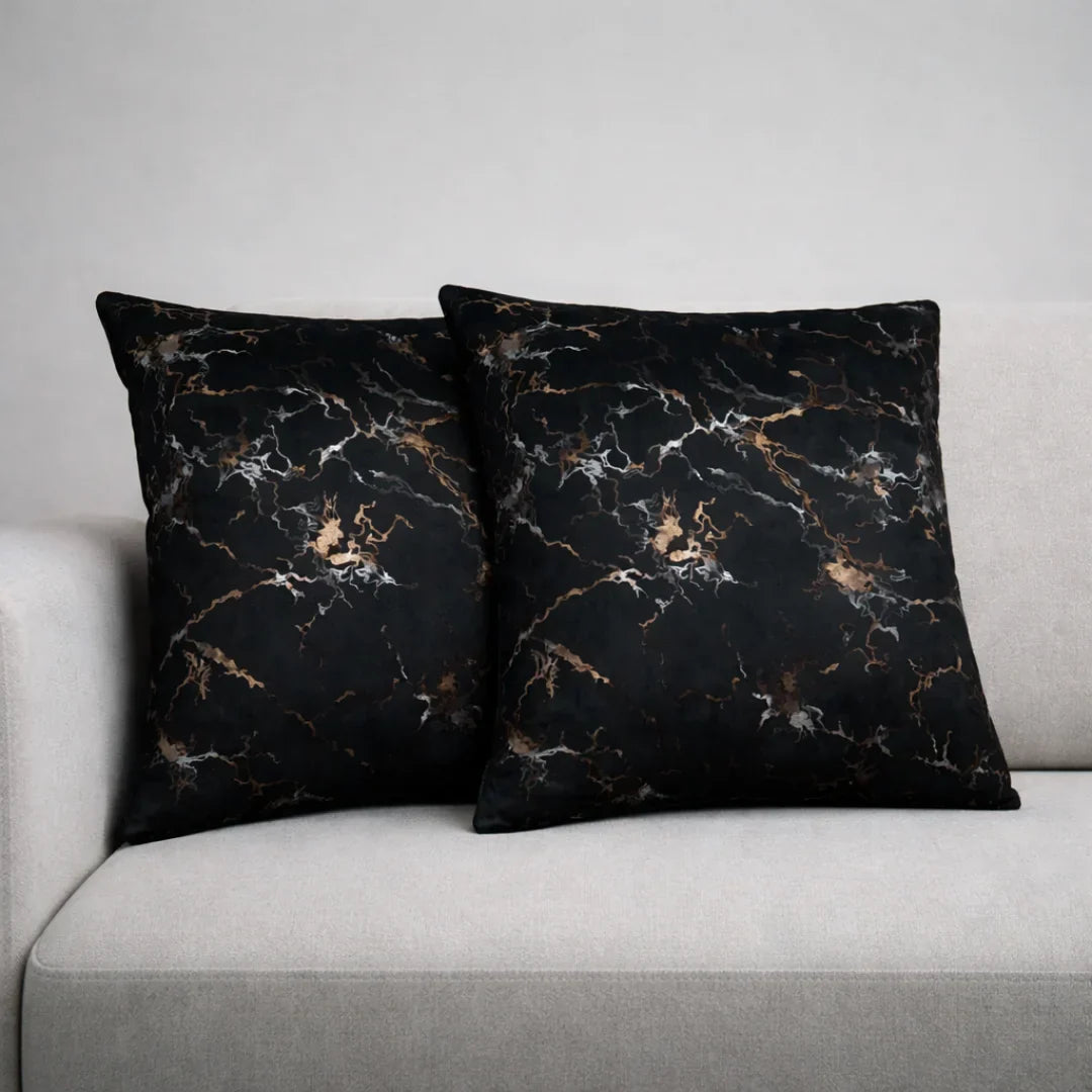 Marble Velvet Cushion – Premium Texture & Hidden Zip (Pack of 2)