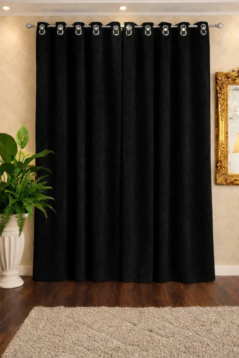 Soft Terry Fabric Curtain Set – Plush & Cozy Home Décor