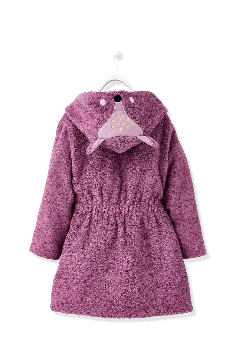 Deer Hooded Kids Bathrobe – Mauve (Ages 4 Years to 10 Years)
