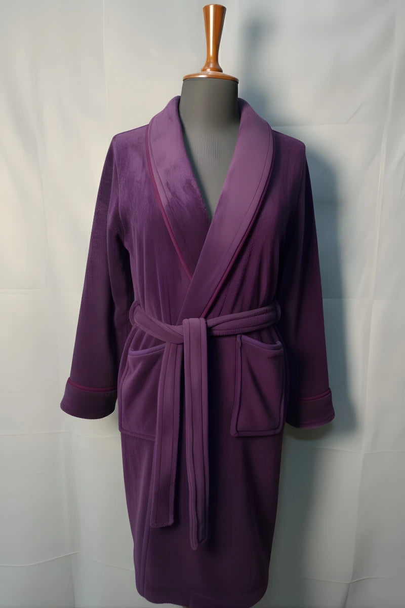 Purple Angel Embroidered Fleece Bathrobe for Women