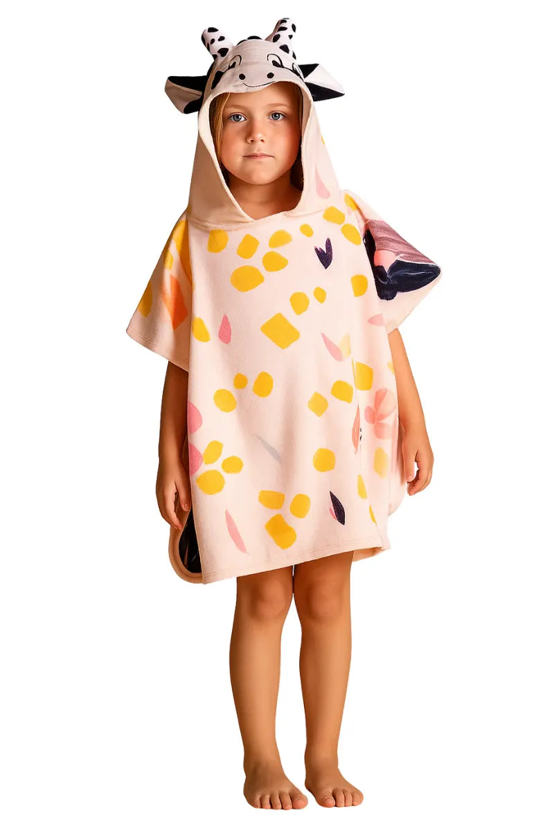 Kids Pink Hoodie Towel | Printed Poncho Bath Towel | 1 to 7 year