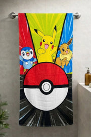 Pokémon Cartoon Kids Bath Towel with Pikachu - Soft and Absorbent Towel