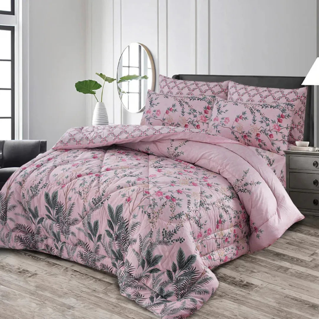 Pink Cotton Comforter Set – 7 Pieces