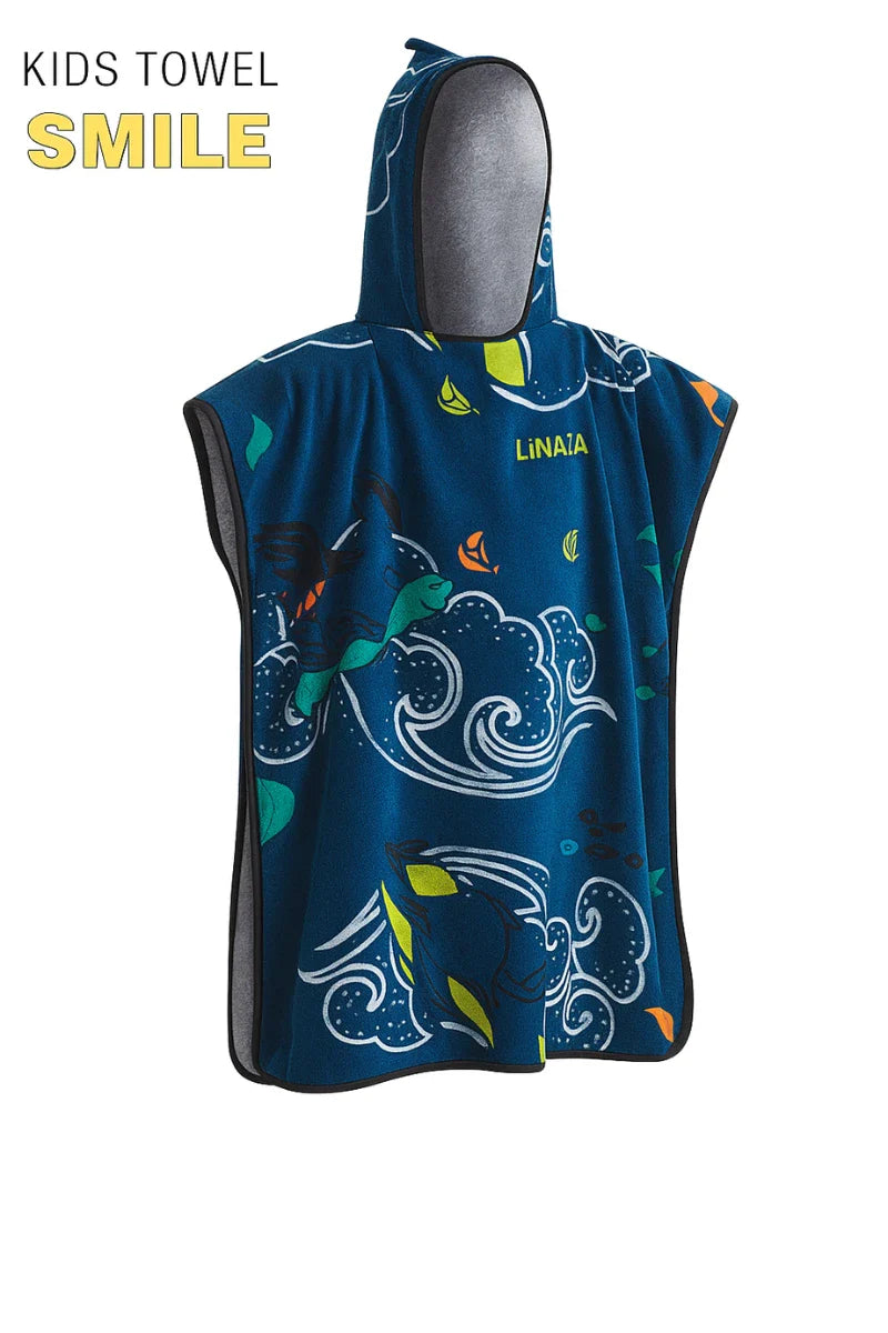 Kids Blue Hoodie Towel | Printed Poncho Bath Towel 3 to 7 year