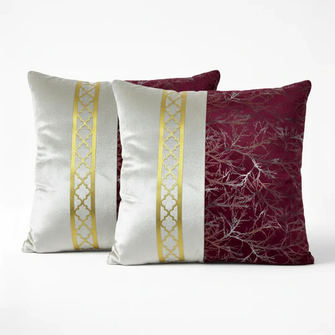 Dual-Tone Marble Velvet Cushion – Elegant Finish & Hidden Zip (Pack of 2)
